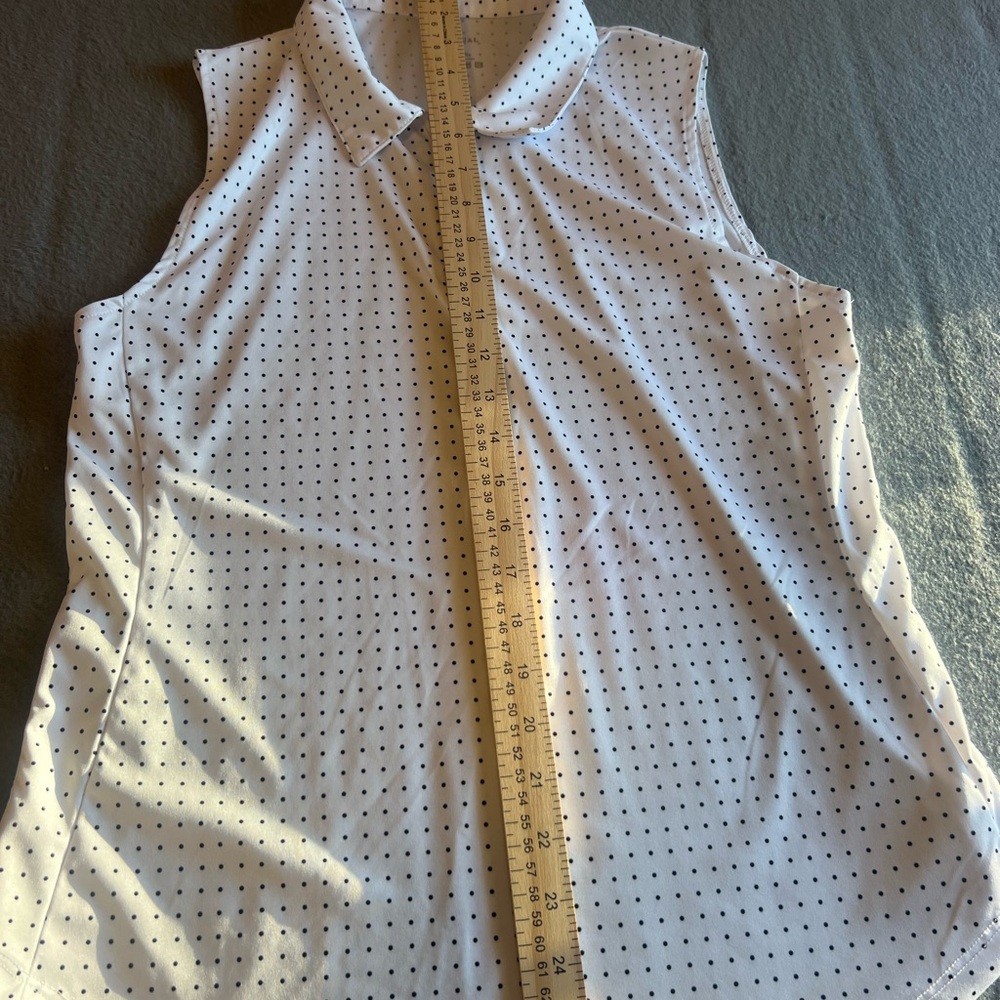 Women's White Polka Dot Sleeveless Blouse - Picture 6 of 6